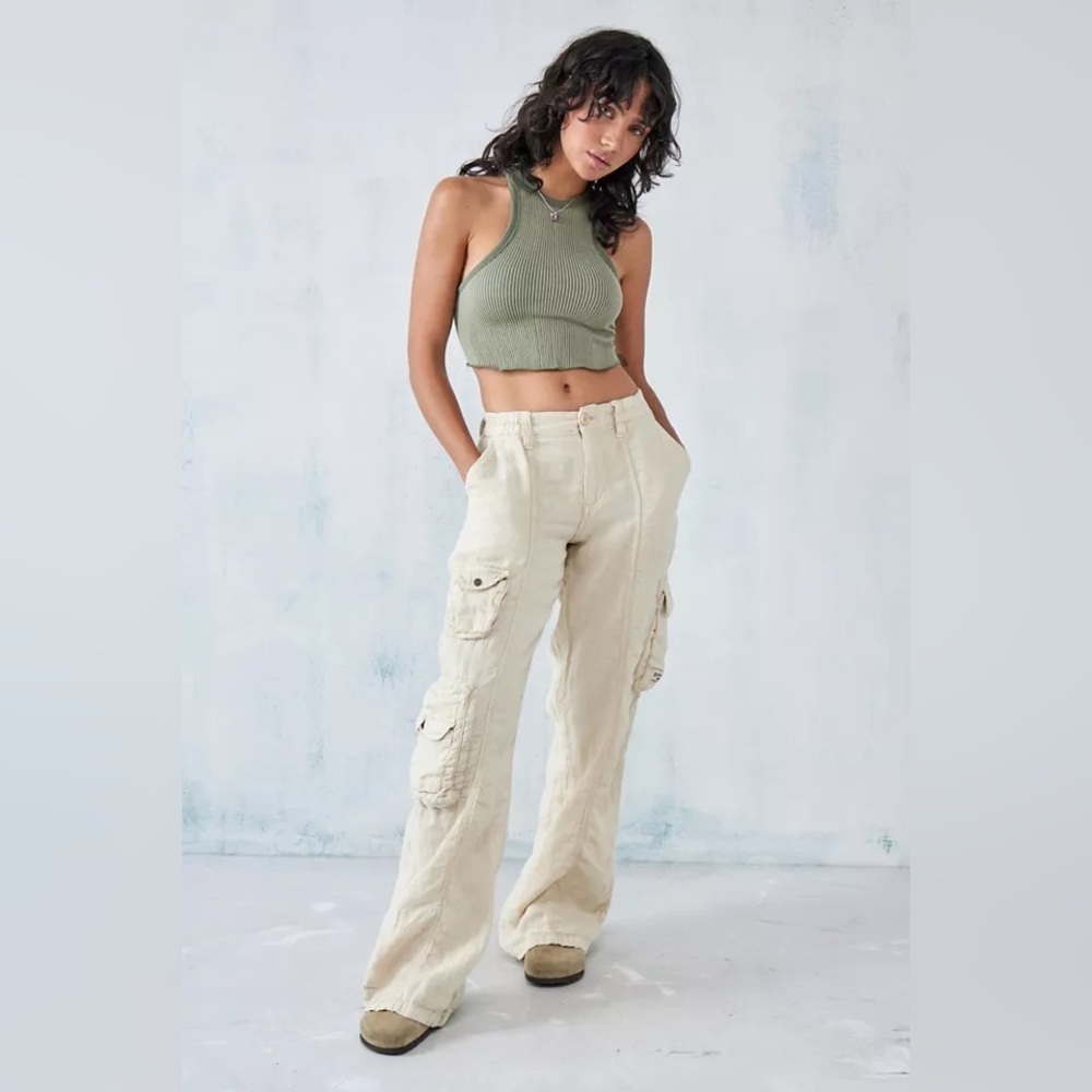 NWT - BDG Sand Linen Multi-Pocket Cargo Pant - Size XS